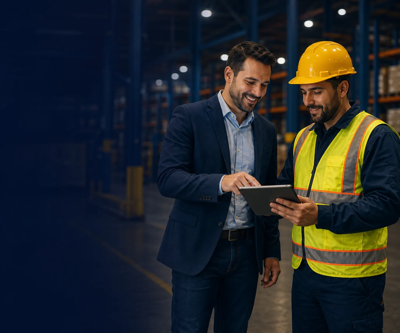 Consultor acompañando a un supervisor industrial